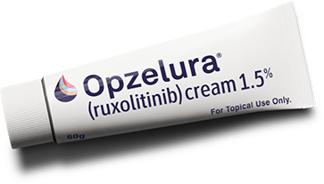 A tube of OPZELURA® (ruxolitinib), a prescription cream treatment for eczema (atopic dermatitis)